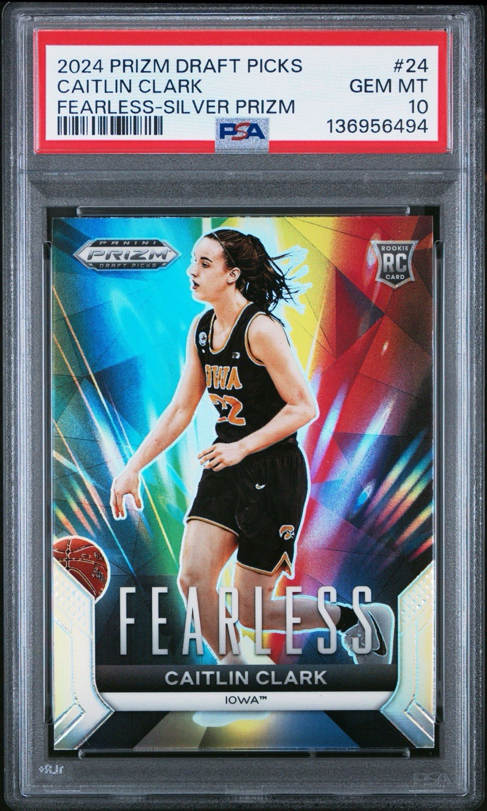CAITLIN CLARK 2024 PANINI FEARLESS 24 SILVER PRIZM 📈 PSA 10 💎 GEM MINT 🔥