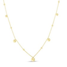14K 18" Yellow Gold Polished Necklace with Bead Stations, and Lobster - 18"