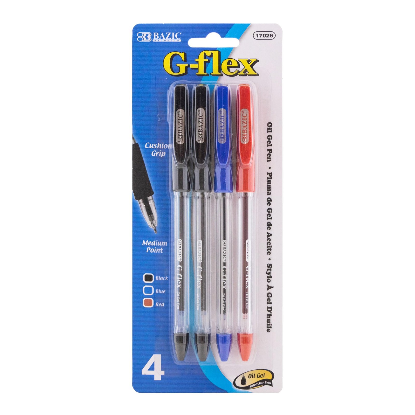 BAZIC PRODUCTS Ink Pen w Cushion Grip 4 Black 0 7mm Medium point Functional G