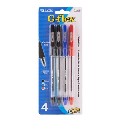 BAZIC PRODUCTS Ink Pen w Cushion Grip 4 Black 0 7mm Medium point Functional G