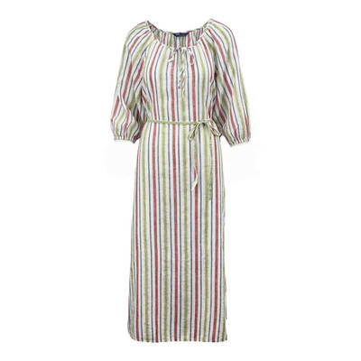 M&S COLLECTION Midi-Tailliertes Kleid Leinenmischung gestreift