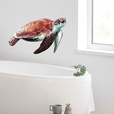 Lifelike Sea Turtle Wall Decal Nursery Sea Animal Wall Sticker for Bathroom