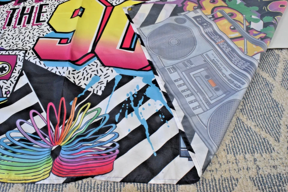 Banner de fiesta colgante de pared de los años 90 de 6 pies de ancho colorido poli nailon Foto 4 de 4