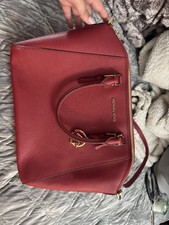 Michael Kors "Marilyn" Medium Saffiano Leather Satchel (Red)​Slightly Used
