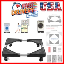 Washing Machine Stand with Wheels, Movable Fridge Stand Adjustable Washer Sta...