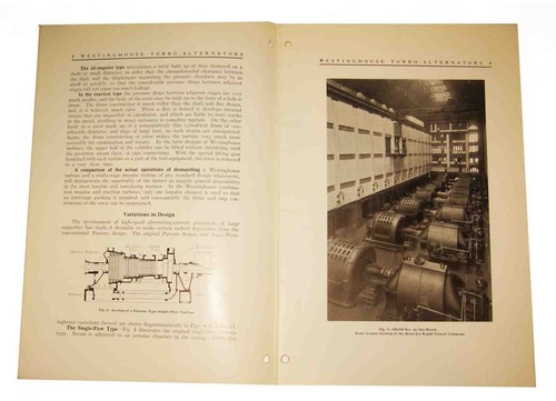 MAY 1914 WESTINGHOUSE TURBO-ALTERNATORS 40 Pgs w/COVERS Monograph-ELECTRIC GENER - Picture 5 of 16