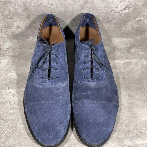 Bacco Bucci Blue Suede Lace Up Oxford Casual Shoes Men's Size 12 - Picture 3 of 14