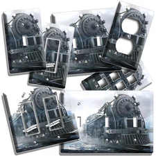 RETRO STEAM ENGINE TRAIN OLD RAILROAD LOCOMOTIVE LIGHT SWITCH OUTLET PLATE DECOR