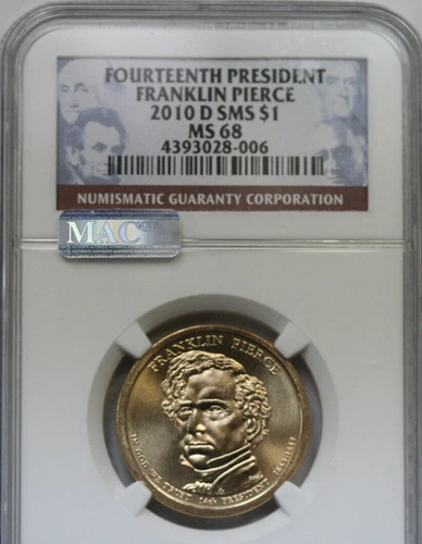 2010d Special Mint Set (satin finish) Franklin Pierce Dollar   NGC MS68  MAC