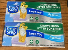 lot of 2 Fresh Step Drawstring Litter Box Liners Scented, Large Size, 30" X 17"
