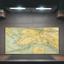 Küchenrückwand Spritzschutz auf Glas 100x50 Alte Karte von Alaska Vintage Poster