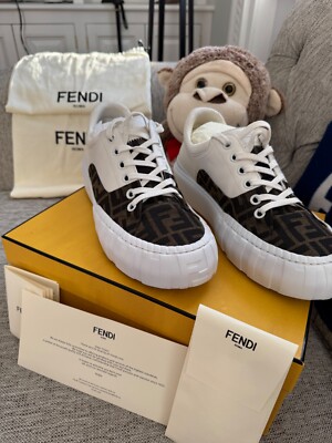 Fendi PRE-OWNED FORCE WHITE CANVAS And TPU Low Tops US 9.5 Fendi 8