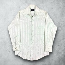 Vintage 70s JC Penney Button Up Striped Dress Shirt Disco Green Men's 14 1/2