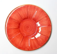 New! L'Objet LOTUS TANGERINE Embossed Ribs SAUCER with Gold Trim 6"