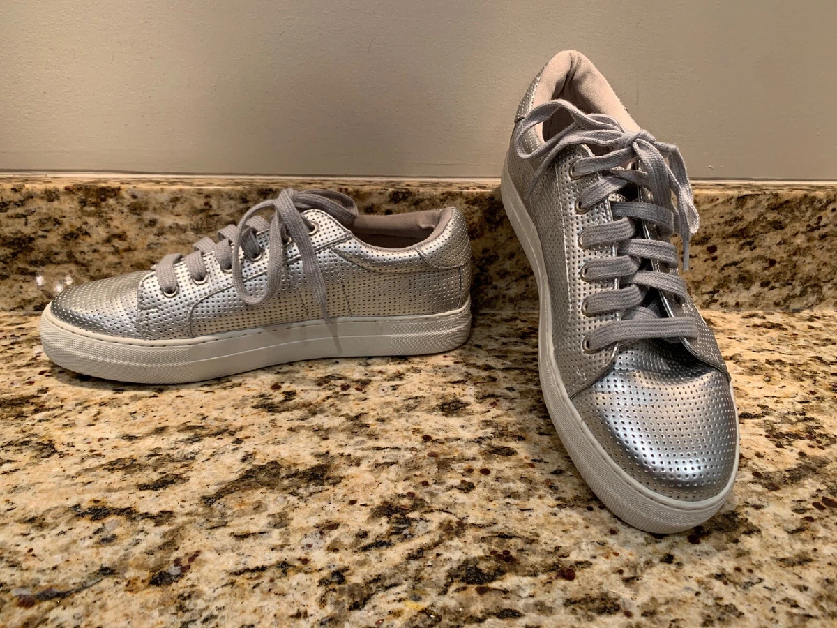 Silver platform tennis hotsell shoes