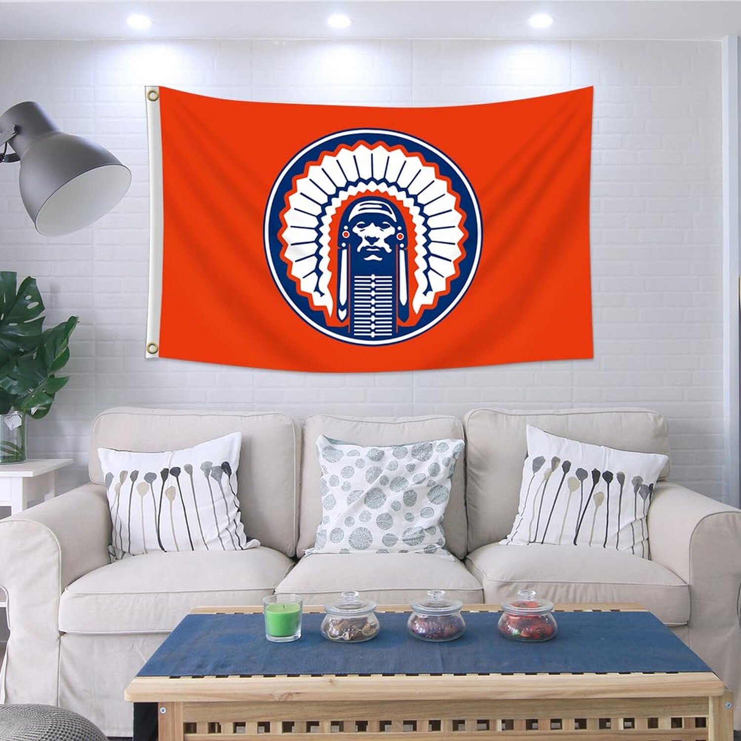 ENMOON Illinois Fighting Flag Illini Chief Flag Banner 3x5ft/Vibrat Color/HD ...