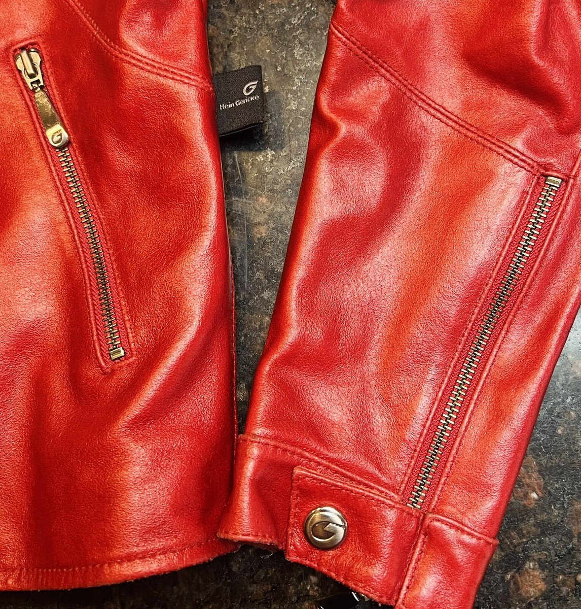 NWT Hein Gericke LA JOLLA Red Leather Motorcycle Jacket/Size 10