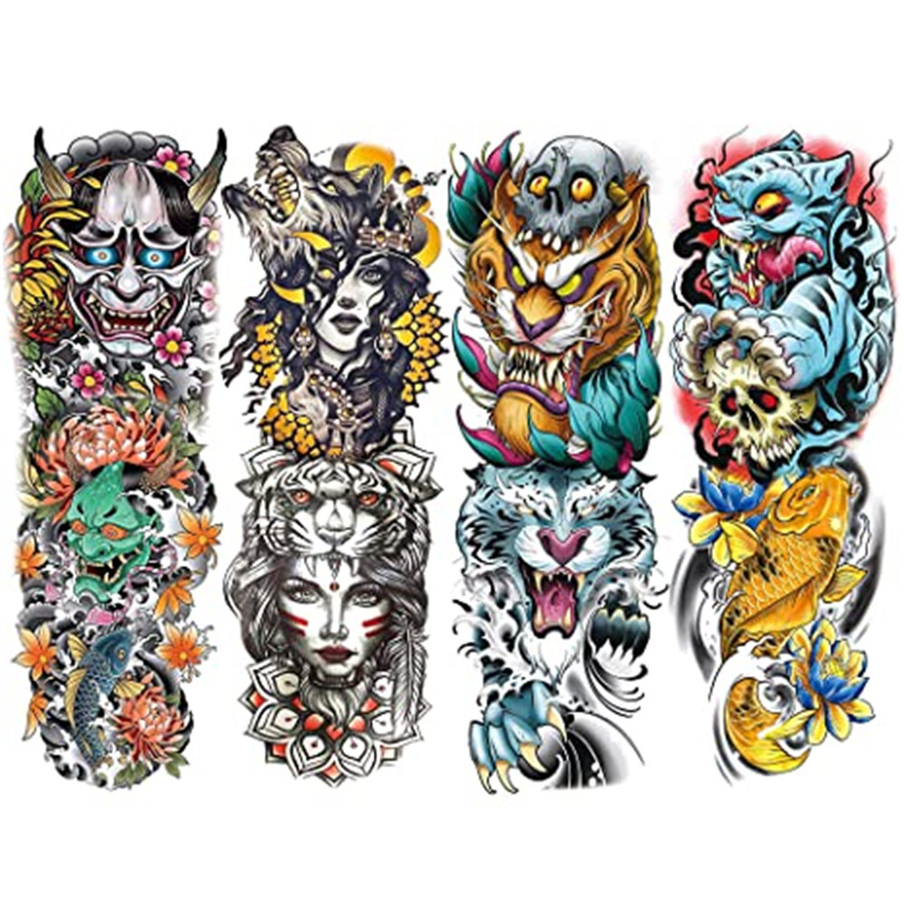 H1 4PCS Half Arm Tattoo Stickers Removable Tattoos Stickers for Face Body Hand eBay