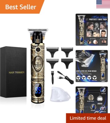 Professional Hair Clippers - Powerful Zero Gapped T-Blade Trimmer - LCD Display