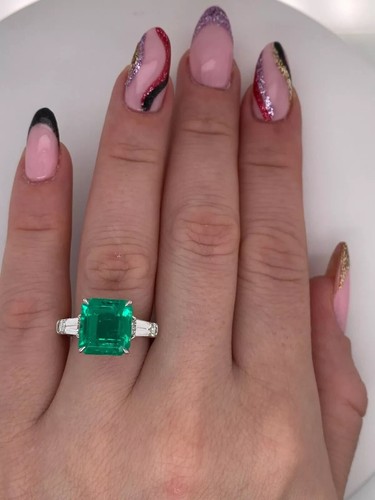 4.5 Karat Vivid Grün Smaragd 925 Sterlingsilber Verlobung Ring - Bild 8 von 8