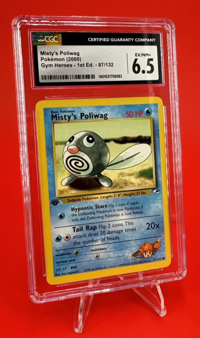 Pokemon First Edition Misty’s Poliwag Gym Heroes(2000) 87/132 CGC 6.5