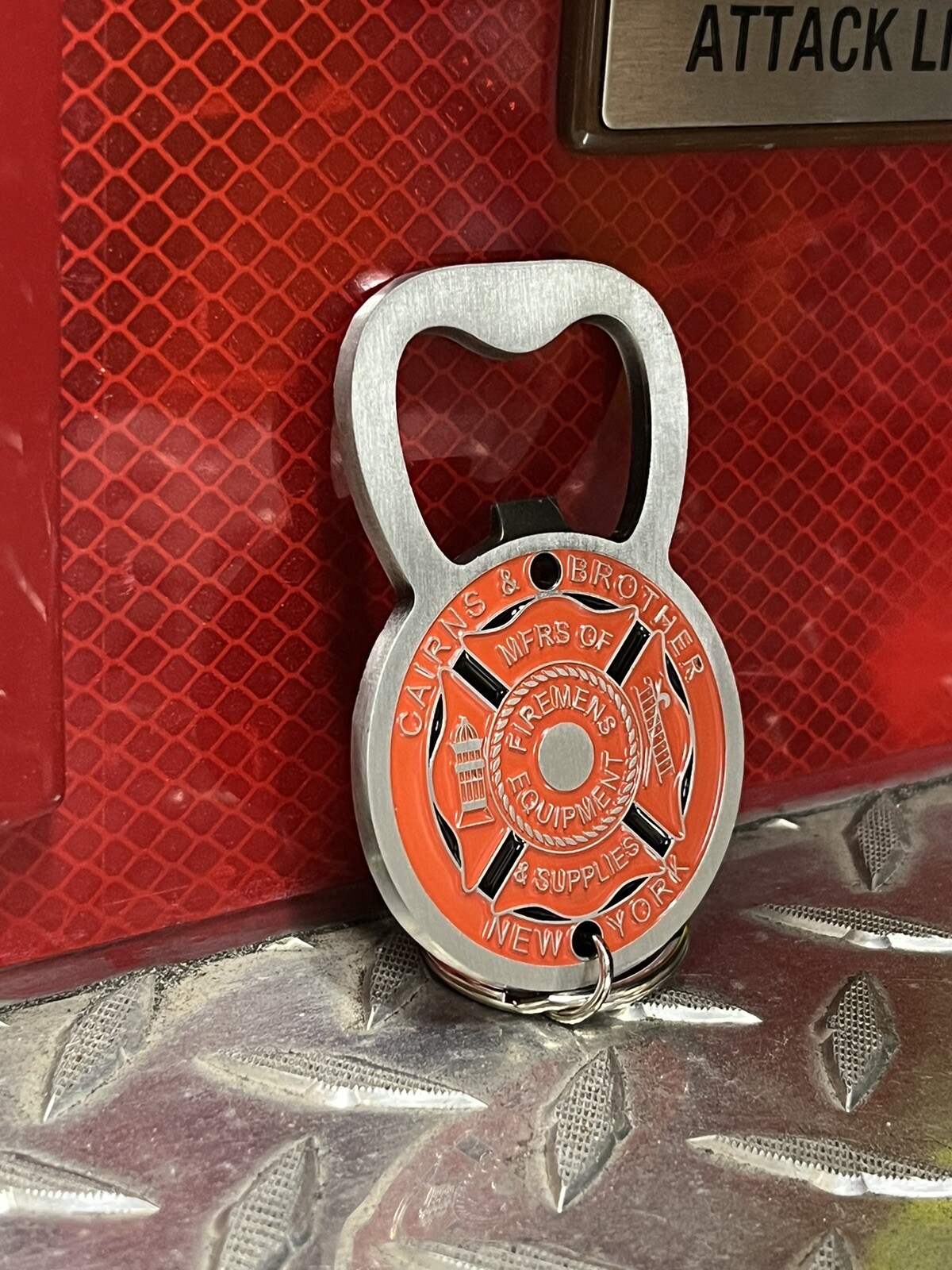 Cairns & Brother Logo Bottle Opener Keychain Engraved and Enameled eBay