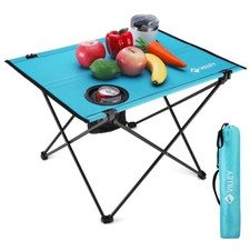 Mesa de Camping Plegable Portátil VILLEY 22 Pulgadas 2 Portavasos Bolsa de Transporte para Camping