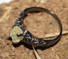 0.45ct Natural Yellow Uncut Rough Diamond Ring Rustic diamond ring 925 silver NR