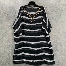 SUSAN GRAVER Blouse Womens 1X Top Striped Bla...