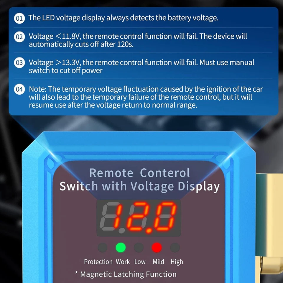 Interruptor de apagado de desconexión de batería remota para automóvil 12V 240A con pantalla de voltaje LED Foto 4 de 4