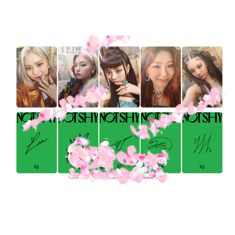 itzy 全員　サイン　アルバム　notshy Kpop ITZY 3rd Mini Album Not Shy Photo Cards Round Corner