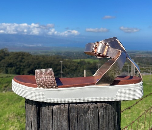 MIA LUNNA Rose GOLD Wedge Sandals 8 1/2 