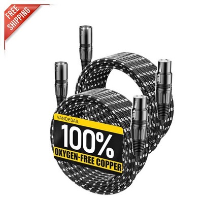 20ft XLR Cables 2-Pack - Nylon Braided, OFC Shielded Microphone Extension
