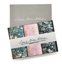 New Lime Tree Liberty Print Fabric -3 Hankies Strawberry Fields 11"  Free Ship