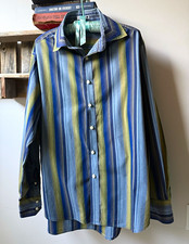 Robert Graham Mens L Blue/Green Striped Cotto...