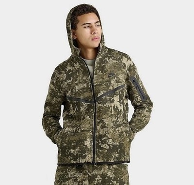 Nike Men's Tech Fleece Windrunner Hoodie Green Camo HV5055-276
