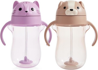 Munchkin Any Angle 2er Pack Strohhalm Trainer Baby Tasse 296 ml Hund & Katze VS8