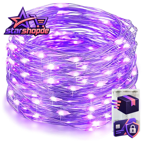 Lichterkette Halloween 100LED 10M Batterie Lila FüR Innen Deko-image