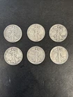 90% Silver Walking Liberty Half Dollar Lot of 6 - ‘36S,’42D,’42S,’44S,’45S,’45s