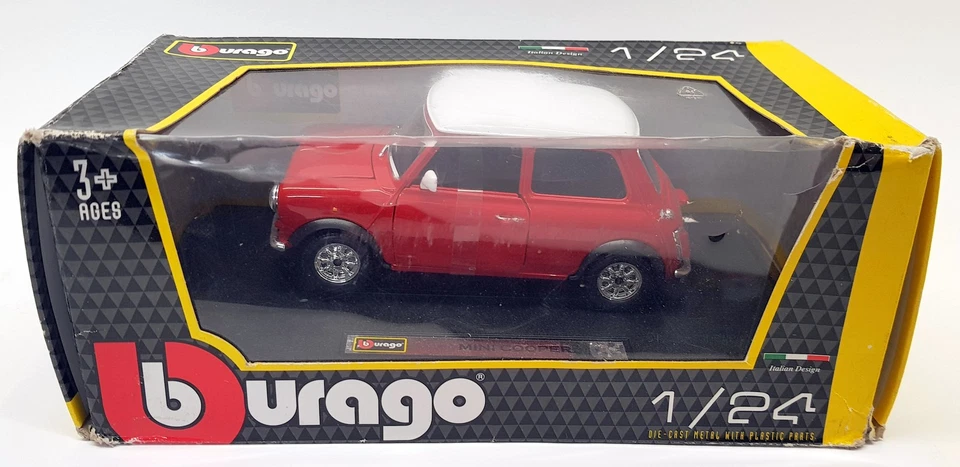 Burago escala 1/24 18-22011 - Mini Cooper estilo antiguo - rojo con techo blanco Foto 3 de 3