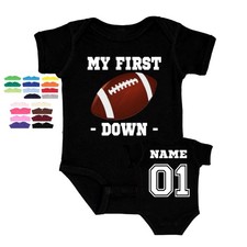 My First Down football game day Birthday bodysuit One Personalized 15 + colors