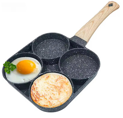 4-Hole Non-Stick Egg Frying Pan Burger Pancake Maker Omelet Cooker Induction Gas