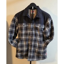 Wrangler Plaid Heavyweight Sherpa Lined Shirt Jacket Mens Size Small Black Gray