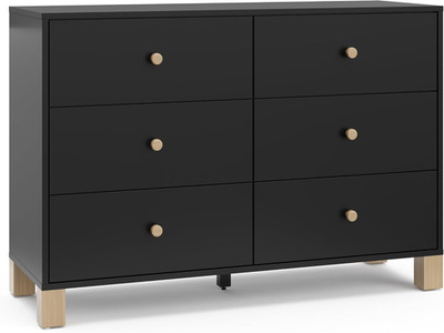 Storkcraft California 6-Drawer Double Dresser (Black Black With Driftwood
