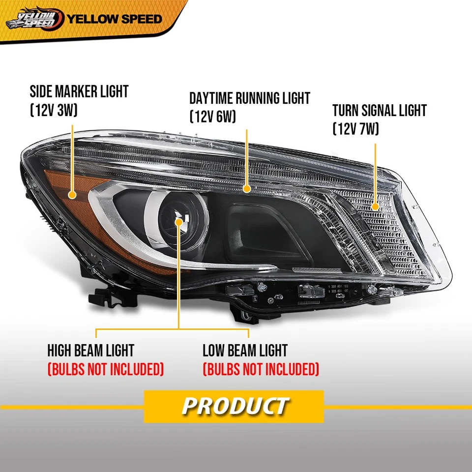 Faro de xenón/HID lado del pasajero apto para Mercedes-Benz CLA200 CLA250 2014-2016 Foto 3 de 4