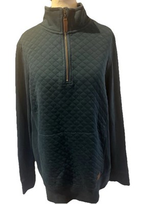 LL Bean Quilted / Waffle 1/2 Zip Green Sweatshirt Pullover Gr. M Baumwolle