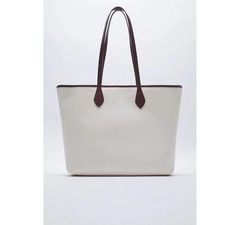 Zara Canvas Tote bag Beige Brand New with tags