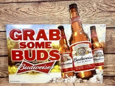 Budweiser Bottle Metal Tin Sign Game Room Man Cave. New