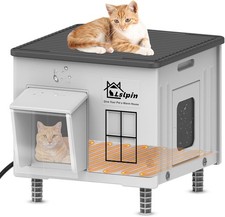 Indestructible Heated Cat House for Outside Cats Winter,Weatherproof  Insula...