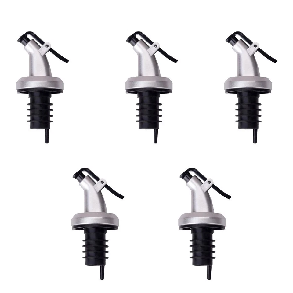 5 Pcs Stainless Steel Liquor Oil Bottle Pourer Wine Vinegar Nozzle Kitchen